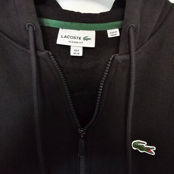 Lacoste Classic Fit Zip Up Hoodie - Black Size M - Picture 4 of 6